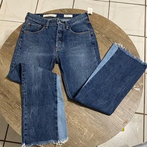 Pilcro Patchwork Flare Distressed Jeans Size 26 NWT